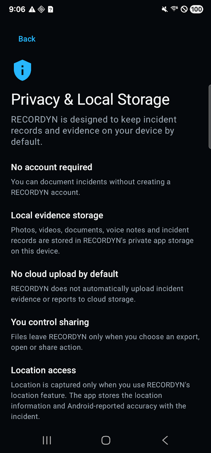 Privacy and local storage settings